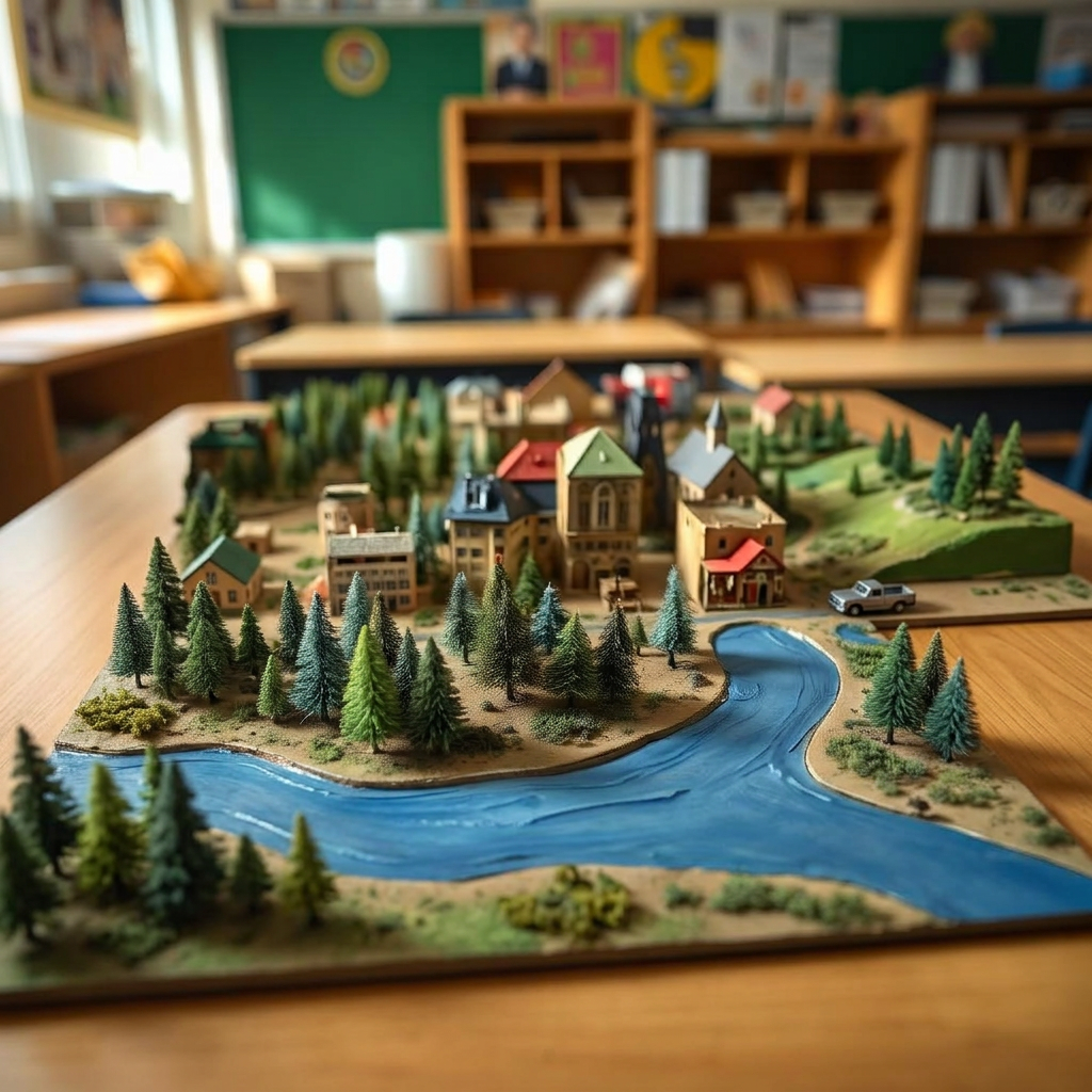 Tabletop scale model of a community levee under test